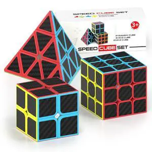 Speed Cube Set, 2x2x2 3x3x3 Pyramid Magic Cube Set, Puzzle Cube Toys Birthday Party Christmas Stocking Stuffers Gift for Kids Teens Adults(Carbon Fiber Sticker) Speed Cube Set, 2x2x2 3x3x3 Pyramid Magic Cube Set, Puzzle Cube Toys Birthday Party Christmas Stocking Stuffers Gift for Kids Teens Adults(Carbon Fiber Sticker)
