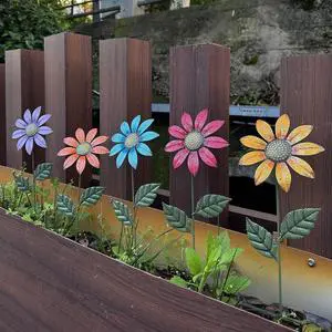 Metal Flowers for Outside,5 Pack 16.15" Decorative Garden Stakes | With Swaying Flowers Head Yard Art,Spring Garden Decor for Lawn, Pathway & Yard Metal Flowers for Outside,5 Pack 16.15" Decorative Garden Stakes | With Swaying Flowers Head Yard Art,Spring Garden Decor for Lawn, Pathway & Yard