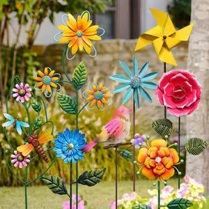 8 Pcs Metal Flower Yard Art for Outside Outdoor 14" 5d Summer Wildflowers Metal Sign Waterproof Garden Stakes Bird Dragonfly Windmill Landscape Decoration for Lawn Yard Garden Patio Porch 8 Pcs Metal Flower Yard Art for Outside Outdoor 14" 5d Summer Wildflowers Metal Sign Waterproof Garden Stakes Bird Dragonfly Windmill Landscape Decoration for Lawn Yard Garden Patio Porch