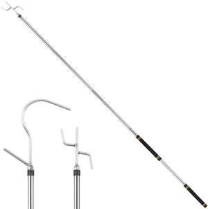 Clothes Hook Pole Heavy Duty,32 to 80In Retail Clothing Hook Pole | Extra Long Handle with 2 Hooks for Hanging Birdfeeder Stainless Steel Tube Extension Pole to Reach High Hangers for Turck Clothes Hook Pole Heavy Duty,32 to 80In Retail Clothing Hook Pole | Extra Long Handle with 2 Hooks for Hanging Birdfeeder Stainless Steel Tube Extension Pole to Reach High Hangers for Turck
