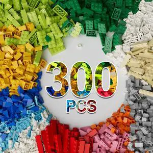 300Pieces Building Blocks Bricks Bulk, 16 Sizes Multiple Mixed Colors, Compatible with LEGO and All Other Brands 300Pieces Building Blocks Bricks Bulk, 16 Sizes Multiple Mixed Colors, Compatible with LEGO and All Other Brands