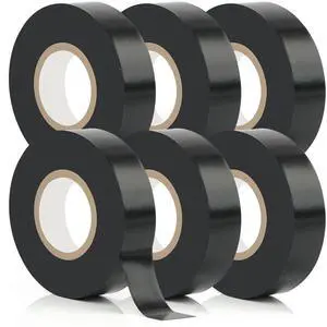 6 Pack Black Electrical Tape, 66 Ft Waterproof Electric Tape Black | High Temperature for Repairs, Adhesive, Insulating Electrical Tape for Home Outdoor, Electrical Tools and Accessories 6 Pack Black Electrical Tape, 66 Ft Waterproof Electric Tape Black | High Temperature for Repairs, Adhesive, Insulating Electrical Tape for Home Outdoor, Electrical Tools and Accessories