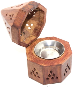 - 5 Inch Temple Wooden Charcoal/Cone Burner - 5 Inch Temple Wooden Charcoal/Cone Burner