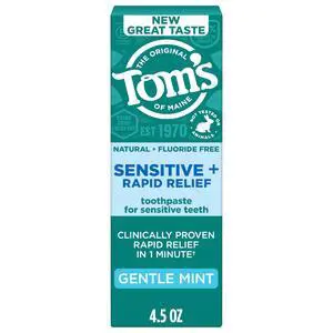 Rapid Relief and Sensitive Toothpaste, Gentle Mint, 4.5 oz | Fluoride Free, Sensitive Teeth Toothpaste, Clinically Proven Rapid Relief in 1 Minute, Seals Exposed Nerves, SLS Free, Vegan Rapid Relief and Sensitive Toothpaste, Gentle Mint, 4.5 oz | Fluoride Free, Sensitive Teeth Toothpaste, Clinically Proven Rapid Relief in 1 Minute, Seals Exposed Nerves, SLS Free, Vegan