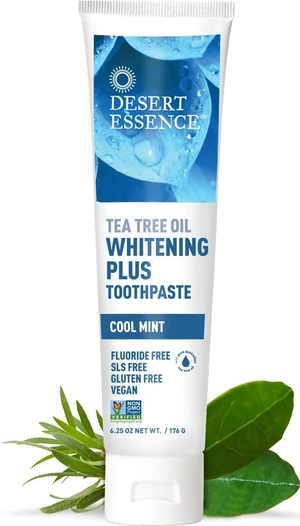 Tea Tree Oil Whitening Plus Toothpaste, 6.25 oz | Cool mint formula with baking soda, bamboo stem fiber and zinc citrate; fluoride-free, vegan and SLS-free Tea Tree Oil Whitening Plus Toothpaste, 6.25 oz | Cool mint formula with baking soda, bamboo stem fiber and zinc citrate; fluoride-free, vegan and SLS-free