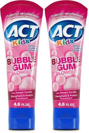 Kids Anticavity Fluoride Toothpaste 4.6 oz. Bubble Gum Blowout (Pack of 2) Kids Anticavity Fluoride Toothpaste 4.6 oz. Bubble Gum Blowout (Pack of 2)