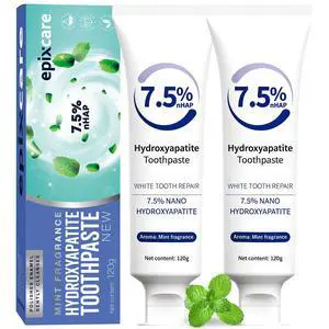 7.5% Nano Hydroxyapatite Toothpaste - Helps Remineralize Teeth (2-Pack) | Enamel Repair Sensitive Relief - Natural Whitening Antisensitivity Fluoride Free Nano-hydroxyapatite Dental 7.5% Nano Hydroxyapatite Toothpaste - Helps Remineralize Teeth (2-Pack) | Enamel Repair Sensitive Relief - Natural Whitening Antisensitivity Fluoride Free Nano-hydroxyapatite Dental