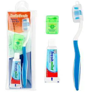 Adult Dental Care Kit, Travel Size Bundle w/Toothbrush with Cover, Toothpaste, and Floss, TSA Compliant Oral Care Kit Adult Dental Care Kit, Travel Size Bundle w/Toothbrush with Cover, Toothpaste, and Floss, TSA Compliant Oral Care Kit