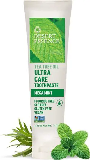 Ultra Care Toothpaste, Mega Mint, Fluoride Free, 6.25 oz | SLS-free formula with baking soda and sea salt helps clean teeth for a fresh clean feeling Ultra Care Toothpaste, Mega Mint, Fluoride Free, 6.25 oz | SLS-free formula with baking soda and sea salt helps clean teeth for a fresh clean feeling