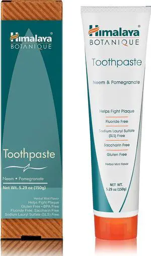 Botanique Neem & Pomegranate Toothpaste, Herbal Mint, 5.29 oz | Fluoride Free Toothpaste Fights Plaque & Freshens Breath - Vegan, Gluten Free, No SLS, No Artificial Flavors or Colors Botanique Neem & Pomegranate Toothpaste, Herbal Mint, 5.29 oz | Fluoride Free Toothpaste Fights Plaque & Freshens Breath - Vegan, Gluten Free, No SLS, No Artificial Flavors or Colors