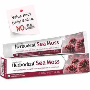 Sea Moss Toothpaste - 6.53oz/185g Pack of 1 | SLS Free | Prevents plaque buildup, Supports healthy teeth and gums, Dyes free, Fluoride free, Contains organic herbs Sea Moss Toothpaste - 6.53oz/185g Pack of 1 | SLS Free | Prevents plaque buildup, Supports healthy teeth and gums, Dyes free, Fluoride free, Contains organic herbs