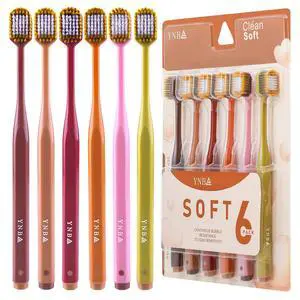 Extra Soft Toothbrush for Sensitive Gums, Wide Head Soft Bristle Toothbrush with Soft Flossing Micro Nano Bristles for Adults, Pregnant Women, Elderly, Braces, 6pcs Extra Soft Toothbrush for Sensitive Gums, Wide Head Soft Bristle Toothbrush with Soft Flossing Micro Nano Bristles for Adults, Pregnant Women, Elderly, Braces, 6pcs