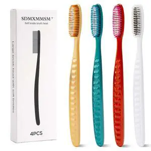 Adult soft toothbrush, large long brush head, whitening teeth, 4 Pack. Adult soft toothbrush, large long brush head, whitening teeth, 4 Pack.
