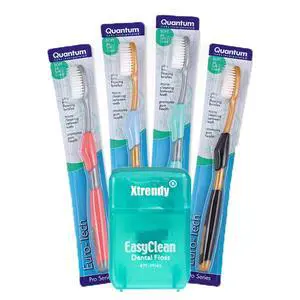 Quantum Euro-Tech Extra Soft Toothbrush, Soft Ultra Fine Feathered Bristles Toothbrush with Soft Slim Handle Grip and Thumb Rest for Adults, (4-Pack + 1 Xtrendy Floss) 5 Count Quantum Euro-Tech Extra Soft Toothbrush, Soft Ultra Fine Feathered Bristles Toothbrush with Soft Slim Handle Grip and Thumb Rest for Adults, (4-Pack + 1 Xtrendy Floss) 5 Count