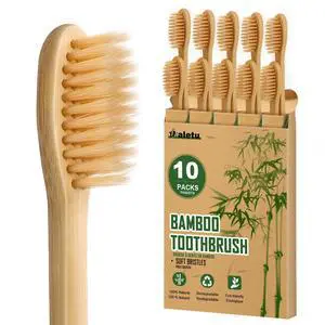 Bamboo Toothbrushes Soft Bristles 10 Pack, Biodegradable BPA Free Soft Bristles Toothbrushes for Adult, Eco-Friendly, Natural Wooden Organic Toothbrush Bamboo Toothbrushes Soft Bristles 10 Pack, Biodegradable BPA Free Soft Bristles Toothbrushes for Adult, Eco-Friendly, Natural Wooden Organic Toothbrush
