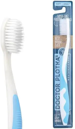 Soft Manual Toothbrush, Adults, Flossing Bristles, Blue | Floss-Tip Bristles for Sensitive Teeth and Gums, Soft Manual Brush, Deep Clean, BPA Free, Dr Plotka Design Soft Manual Toothbrush, Adults, Flossing Bristles, Blue | Floss-Tip Bristles for Sensitive Teeth and Gums, Soft Manual Brush, Deep Clean, BPA Free, Dr Plotka Design