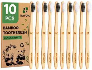 10 PCS Bamboo Toothbrushes, Individually Wrapped Wooden Toothbrushes Bulk | BPA Free Soft Bristles Toothbrush for Adults, Eco-Friendly Biodegradable Bamboo Handle 10 PCS Bamboo Toothbrushes, Individually Wrapped Wooden Toothbrushes Bulk | BPA Free Soft Bristles Toothbrush for Adults, Eco-Friendly Biodegradable Bamboo Handle