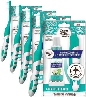 Folding Toothbrush with Built-in Cover & Toothpaste with Hydroxyapatite, Perfect for Travel, Compact & Portable, On-The-go - Soft Bristles & Ergonomic Handle, for Adults & Kids (1 Count) Folding Toothbrush with Built-in Cover & Toothpaste with Hydroxyapatite, Perfect for Travel, Compact & Portable, On-The-go - Soft Bristles & Ergonomic Handle, for Adults & Kids (1 Count)
