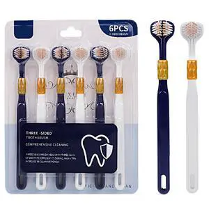 6 Pcs 3-Sided Toothbrush,Adult Toothbrushes,Soft Brushed 3-Sided Cleaning Toothbrush (Dark Blue-White) 6 Pcs 3-Sided Toothbrush,Adult Toothbrushes,Soft Brushed 3-Sided Cleaning Toothbrush (Dark Blue-White)