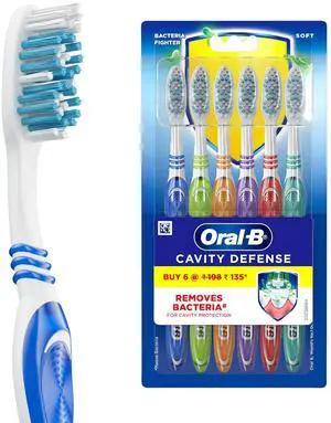 Cavity Defense Bacteria Fighter Manual Toothbrush for Men, Women, Adults 6 Pieces, Soft Cavity Defense Bacteria Fighter Manual Toothbrush for Men, Women, Adults 6 Pieces, Soft
