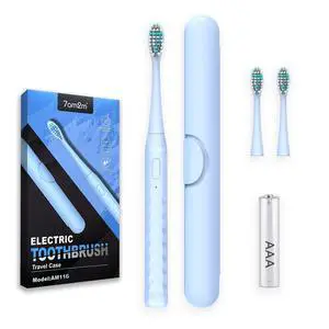 Sonic Travel Electric Toothbrush for Adults & Kids, Travel Case&2 Brush Heads, Battery Powered Sonic Toothbrush, Compact Design for Daily/Travel Use-Blue Sonic Travel Electric Toothbrush for Adults & Kids, Travel Case&2 Brush Heads, Battery Powered Sonic Toothbrush, Compact Design for Daily/Travel Use-Blue