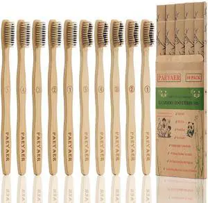 10 Pack Bamboo Toothbrushes,5 Soft 5 Medium Bristles for Adults Eco-Friendly Wooden Handle BPA-Free 10 Pack Bamboo Toothbrushes,5 Soft 5 Medium Bristles for Adults Eco-Friendly Wooden Handle BPA-Free