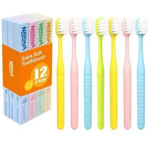 12 Pack Extra Soft Toothbrushes for Adults, Soft Bristle Toothbrush | Nano Toothbrushes with 10000 Micro Nano Bristles for Sensitive Teeth & Receding Gums 12 Pack Extra Soft Toothbrushes for Adults, Soft Bristle Toothbrush | Nano Toothbrushes with 10000 Micro Nano Bristles for Sensitive Teeth & Receding Gums