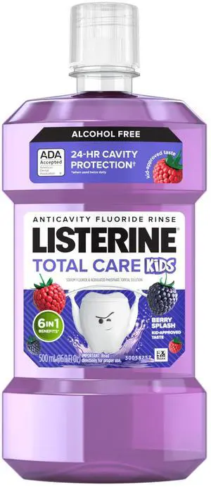 Total Care Kids Mouthwash, Berry, 16.9 fl. oz/500 mL | Alcohol Free Anticavity Fluoride Mouthwash, ADA Accepted, Kids Oral Rinse Prevents Cavities, Stronger Teeth and Fresh Breath Total Care Kids Mouthwash, Berry, 16.9 fl. oz/500 mL | Alcohol Free Anticavity Fluoride Mouthwash, ADA Accepted, Kids Oral Rinse Prevents Cavities, Stronger Teeth and Fresh Breath