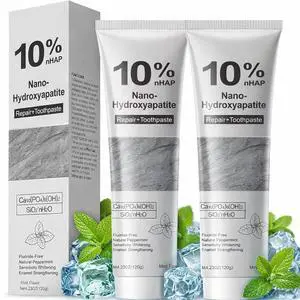 Hydroxyapatite Toothpastes, 10% Nano Hydroxyapatite Toothpaste, Fluoride-Free Whitening Toothpaste for Sensitive Teeth & Daily Enamel Care, Gentle Mint, Fresh Breath(2 Pcs) Hydroxyapatite Toothpastes, 10% Nano Hydroxyapatite Toothpaste, Fluoride-Free Whitening Toothpaste for Sensitive Teeth & Daily Enamel Care, Gentle Mint, Fresh Breath(2 Pcs)