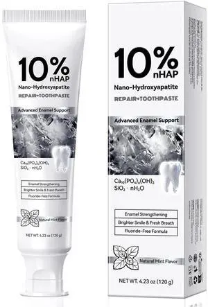 10% Nano Hydroxyapatite Toothpaste Fluoride Free for Remineralizing, Teeth Whitening, Fresh Breath, Enamel & Sensitive Teeth Safe|4 Oz 10% Nano Hydroxyapatite Toothpaste Fluoride Free for Remineralizing, Teeth Whitening, Fresh Breath, Enamel & Sensitive Teeth Safe|4 Oz