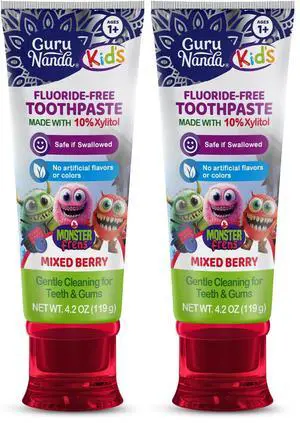 Kids Toothpaste for Toddlers with 10% Xylitol Fluoride-Free, Mixed Berry Flavor, Safe if Swallowed, Gentle & Safe for Young Teeth & Gums, 4.2 oz (Pack of 2) Kids Toothpaste for Toddlers with 10% Xylitol Fluoride-Free, Mixed Berry Flavor, Safe if Swallowed, Gentle & Safe for Young Teeth & Gums, 4.2 oz (Pack of 2)