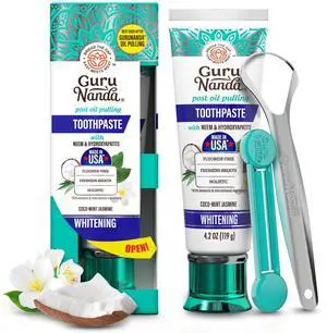 Hydroxyapatite Toothpaste with Neem, SLS & Fluoride Free, 4.2oz | Whitening Toothpaste for Sensitive Teeth with Xylitol|Fights Plaque|With Tongue Scraper, Toothpaste Squeezer|CocoMint Jasmine Hydroxyapatite Toothpaste with Neem, SLS & Fluoride Free, 4.2oz | Whitening Toothpaste for Sensitive Teeth with Xylitol|Fights Plaque|With Tongue Scraper, Toothpaste Squeezer|CocoMint Jasmine