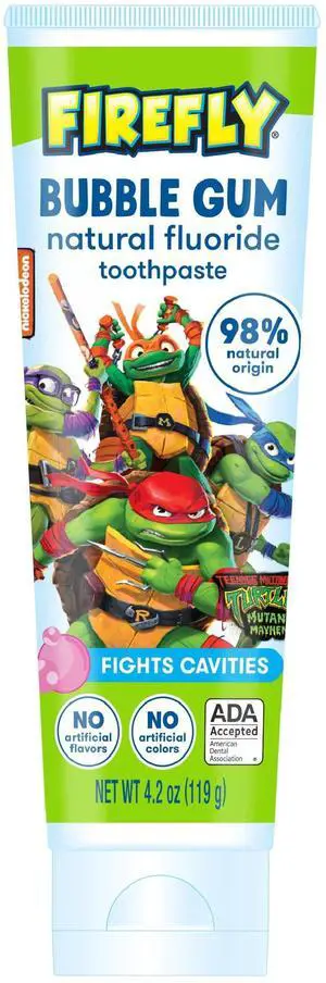 Kids Anti-Cavity Natural Fluoride Toothpaste, TMNT, Bubble Gum Flavor, ADA Accepted, 4.2 OZ Kids Anti-Cavity Natural Fluoride Toothpaste, TMNT, Bubble Gum Flavor, ADA Accepted, 4.2 OZ