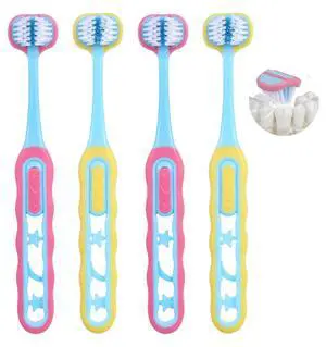 4 Pack Toddler Tooth Brush, Three Sided Toothbrush Soft Bristles | Easy Grip, Complete Oral Care, for Difficult Toddler 4 Pack Toddler Tooth Brush, Three Sided Toothbrush Soft Bristles | Easy Grip, Complete Oral Care, for Difficult Toddler