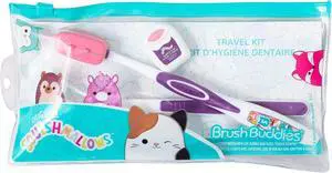 Squishmallows Toothbrush Travel Kit, Dental Kit with Toothbrush, Tongue Scraper, and Floss Squishmallows Toothbrush Travel Kit, Dental Kit with Toothbrush, Tongue Scraper, and Floss
