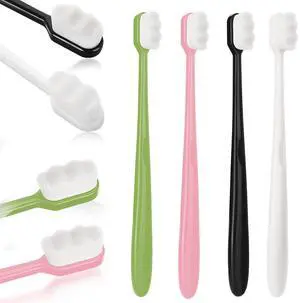 4 PCS Extra Soft Toothbrush Micro Nano Toothbrushes with 20000 Bristles Sterile Fiber Adult Toothbrush Painless Brushing for Sensitive Teeth Oral Recession Adult Kid Children (Black, White) 4 PCS Extra Soft Toothbrush Micro Nano Toothbrushes with 20000 Bristles Sterile Fiber Adult Toothbrush Painless Brushing for Sensitive Teeth Oral Recession Adult Kid Children (Black, White)