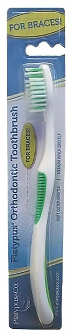 Platypus Orthodontic Toothbrush with Soft Bristles for Braces, 1 Count | Suitable for Adults & Kids; Angled for Better Access Around Brackets & Archwires, with a Comfort Silicone Grip Platypus Orthodontic Toothbrush with Soft Bristles for Braces, 1 Count | Suitable for Adults & Kids; Angled for Better Access Around Brackets & Archwires, with a Comfort Silicone Grip