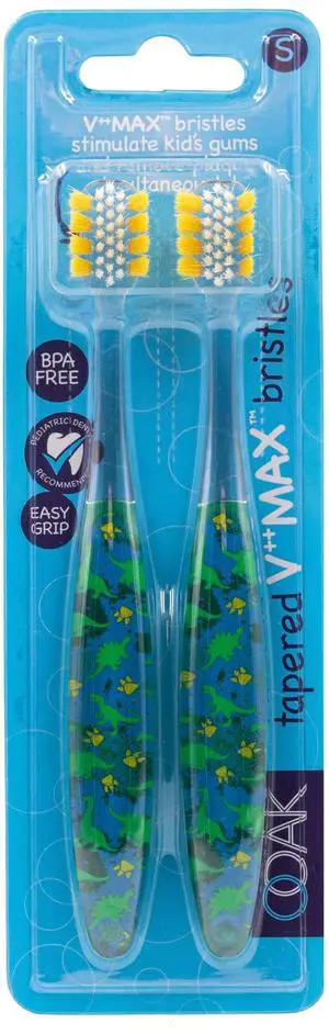 Manual Kids Toothbrush, Tapered V++Max Soft Bristles, 2 Pack - Dinosaur Manual Kids Toothbrush, Tapered V++Max Soft Bristles, 2 Pack - Dinosaur