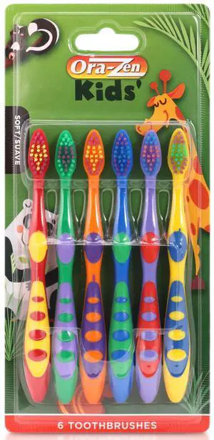 Kids Soft Toothbrushes, Multi-Color Childrens Toothbrush Set with Non-Slip Handles, 6-Pack Kids Soft Toothbrushes, Multi-Color Childrens Toothbrush Set with Non-Slip Handles, 6-Pack