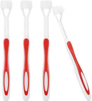 4 Pcs Three Sided Toothbrush 7.1 Inch,Red | 360 Degree Cleaning for Autistic Kids, Sensory Friendly Design, Complete Angle Clean, Travel Portable, Textured Grip 4 Pcs Three Sided Toothbrush 7.1 Inch,Red | 360 Degree Cleaning for Autistic Kids, Sensory Friendly Design, Complete Angle Clean, Travel Portable, Textured Grip