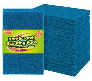 Non-Scratch Scouring Pads, 24Pcs Household Scour Pads | for Kitchen, Garage and Outdoors, Reusable Dish Scrubber Pads for Pan and Metal Grill - Blue Non-Scratch Scouring Pads, 24Pcs Household Scour Pads | for Kitchen, Garage and Outdoors, Reusable Dish Scrubber Pads for Pan and Metal Grill - Blue