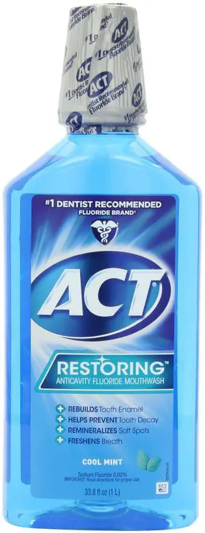 Restoring Fluoride Mouthwash 33.8 fl. oz. Strengthens Tooth Enamel, Cool Mint Restoring Fluoride Mouthwash 33.8 fl. oz. Strengthens Tooth Enamel, Cool Mint