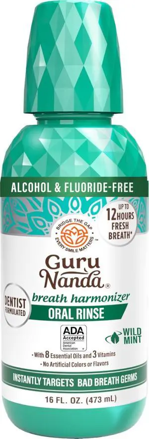 Oral Rinse Fresh Breath Mouthwash, ADA-Accepted Alcohol-Free Mouthwash, 7 Essential Oils & Vitamins, SLS & Flouride-Free, Wild Mint, 16 Oz Oral Rinse Fresh Breath Mouthwash, ADA-Accepted Alcohol-Free Mouthwash, 7 Essential Oils & Vitamins, SLS & Flouride-Free, Wild Mint, 16 Oz