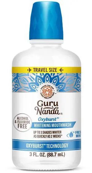 Travel Mouthwash, Teeth Whitening w/Hydrogen Peroxide, Mint, 3oz | 3 Shades Whiter Teeth in 2 Weeks|Whitens w/ Baking Soda, Essential Oils, Xylitol|Fluoride & Alcohol Free Travel Essentials Travel Mouthwash, Teeth Whitening w/Hydrogen Peroxide, Mint, 3oz | 3 Shades Whiter Teeth in 2 Weeks|Whitens w/ Baking Soda, Essential Oils, Xylitol|Fluoride & Alcohol Free Travel Essentials