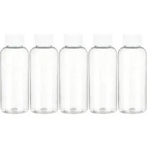 Travel Size Empty Mouthwash Bottles 3.4 oz, White Screw Cap, Clear Toiletry Containers, 5 Pack Travel Size Empty Mouthwash Bottles 3.4 oz, White Screw Cap, Clear Toiletry Containers, 5 Pack