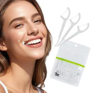 30 Count Dental Floss Disposable Tooth Sticks Smooth Strong Thread Easy Grip Handle Oral Care Zip Seal Bag for Daily Cleaning 30 Count Dental Floss Disposable Tooth Sticks Smooth Strong Thread Easy Grip Handle Oral Care Zip Seal Bag for Daily Cleaning
