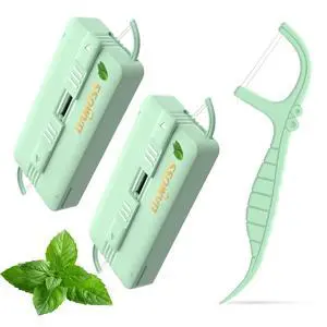 Mint Dental Flossers,Twin Line Unbreakable Handy 2 Case,Storage 10 Count Mint Flavor High Stretch Floss Picks,Soft Toothpicks Sticks,Don't Hurt Gum,Ultra Small Dental Tools for Clean Teeth(2Box,Green) Mint Dental Flossers,Twin Line Unbreakable Handy 2 Case,Storage 10 Count Mint Flavor High Stretch Floss Picks,Soft Toothpicks Sticks,Don't Hurt Gum,Ultra Small Dental Tools for Clean Teeth(2Box,Green)