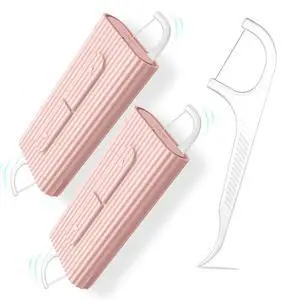 Palm Size Refillable Dental Floss Picks 2 Case,Travel Toothpicks Purses,No Shred Toothpicks Sticks,Ultra Small Dental Care Tools(Pink,2Pcs) Palm Size Refillable Dental Floss Picks 2 Case,Travel Toothpicks Purses,No Shred Toothpicks Sticks,Ultra Small Dental Care Tools(Pink,2Pcs)