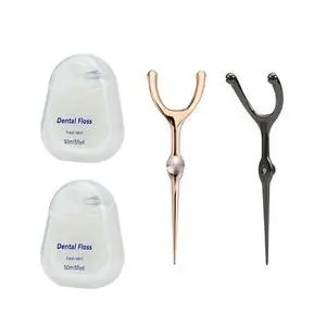 2 Set Stainless Steel Dental Floss Set with Replaceable Picks, Toothpick Holder & 1968.5inch Roll - Portable Oral Care Kit in PVC Case 2 Set Stainless Steel Dental Floss Set with Replaceable Picks, Toothpick Holder & 1968.5inch Roll - Portable Oral Care Kit in PVC Case