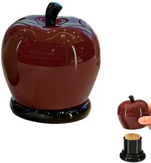 Fruit Toothpick Holder with Lid, Cotton Swab Floss Storage (Apple) | for Kitchen Countertop and Living Room Fruit Toothpick Holder with Lid, Cotton Swab Floss Storage (Apple) | for Kitchen Countertop and Living Room